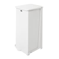 Rubbermaid FGST24EPLWH 13 gal Square Plastic Step Trash Can, 15"L x 15"W x 30"H, W...