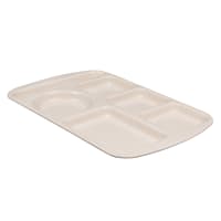 GET Melamine Rectangular Tray w/ (6) Compartments, 14 3/4" x 9 1/2", Tan (TL-151-T)