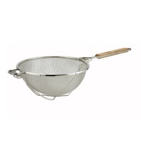 Winco MST-10RB 10 1/2" Medium Mesh Double Strainer - Nickel