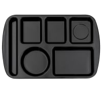 GET Melamine Rectangular Tray w/ (6) Compartments, 14 3/4" x 9 1/2", Black (TL-151-BK)