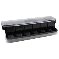 Tablecraft BCD6000BK 6 Compartment Bar Garnish Tray - Flat Hinged Lid