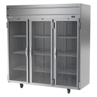 Beverage-Air HR3HC-1G 78" Three Section Reach In Refrigerator - (3) Left/Right Hinge Glass D...