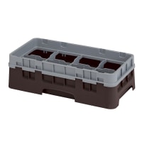 Cambro 8HS318167 Camrack Glass Rack with Extender - Half Size, 8 Compartments, Brown