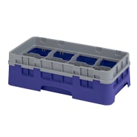 Cambro 8HS318186 Camrack Glass Rack with Extender - Half Size, 8 Compartments, Navy Blue