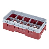 Cambro 10HS318416 Camrack Glass Rack with Extender - 10 Compartments, Cranberry