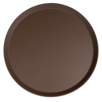 Cambro 1800CT138 18" Round Camtread Serving Tray - Fiberglass, Tavern Tan