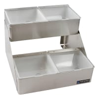 San Jamar B4704INL 4 qt Gourmet Condiment Tray w/ 2 Tiers &amp; Individual Lids, 13x10x12 3/4", Stainless