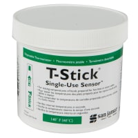 San Jamar TST9341 4 1/4" Disposable Thermometer w/ Color Change Above 140 Degrees F, Green