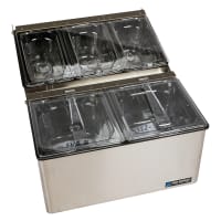 San Jamar FP9125FL Countertop Condiment Tray, Chilled, (2) 1/6, (3) 1/9 Size Pans, (5) Lid, Stainless