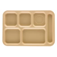 Cambro PS1014161 Plastic Rectangular Tray w/ (6) Compartments, 10" x 14 1/2", Tan