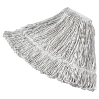 Rubbermaid FGC41206WH00 Looped-End Medium Wet Mop Head - 1" Headband, 8 Ply Cotton/Synthetic, White/Blue