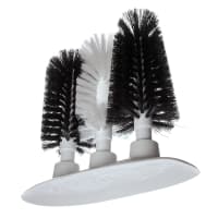 Carlisle 9 1/2" Triple Glass Washer w/ Polyester Bristles, (2) Black &amp; (1) White (4150600)