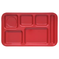 Carlisle Melamine Rectangular Tray w/ (6) Compartments, 15" x 9", Red (4398205)