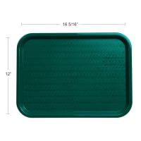 Carlisle Plastic Cafeteria Tray - 16 3/10" L x 12"W, Teal (CT121615)