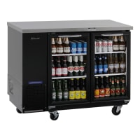 Turbo Air TBB-24-48SG-N 49" Bar Refrigerator - 2 Swinging Glass Doors, Black, 115v