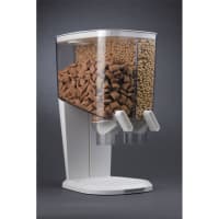Rosseto Dry Product Divided Dispenser with Stand - 2 1/5 gal Capacity, Clear/White (EZS1081)