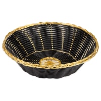 Update BBV-8R 8" Round Bread Basket - Black/Gold