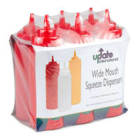 Update SBR-24W 24 oz Wide Mouth Squeeze Bottle - 6 pack, Red