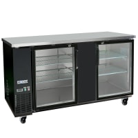 MoTak MBB-2D-70-G-X 69 1/8" Bar Refrigerator - 2 Swinging Glass Doors, Black, 115v