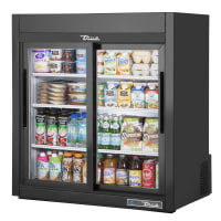 True GDM-09-SQ-HC-LD 36" Countertop Refrigerator w/ Front Access - Sliding Doors, White, 115...