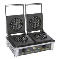 Equipex GED75 Double Classic Belgian Waffle Maker w/ Cast Iron Grids, 3300W