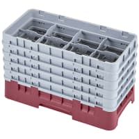 Cambro 8HS958416 Camrack Glass Rack - Half Size, (5)Extenders, 8 Compartments, Cranberry