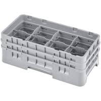 Cambro 8HS434151 Camrack Glass Rack - Half Size, (2)Extenders, 8 Compartment, Soft Gray