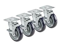 Krowne 28-101S 4 Piece Universal Plate Caster Set w/ 3" Wheel, 4 x 4"