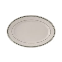 Tuxton TGB-014 12 5/8" x 8 3/4" Oval Green Bay Platter - Ceramic, American White/Eggshe...