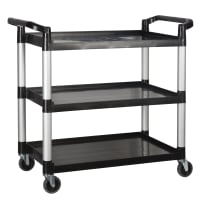 Winco UC-3019K 3 Level Plastic Utility Cart w/ 400 lb Capacity, Raised Ledges
