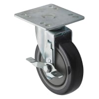 Winco CT-44B 2 Piece Universal Plate Caster Set w/ 5" Wheel & Brake, 4" x 4"