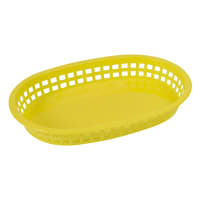Winco PLB-Y Oval Fast Food Basket - 10 3/4" x 7 1/4", Plastic, Yellow