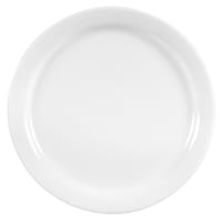 Libbey 840-425N-13 9" Round Porcelain Plate w/ Narrow Rim, Bright White, Porcelana