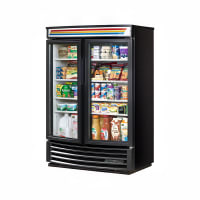 True GDM-35SL-RF-HC-LD 39 3/4" GDM Series Two Section Glass Door Merchandiser - 2 Left/Right Hinge Doors, Black, 115V
