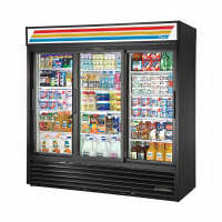True GDM-69-HC-LD 78 1/8" GDM Series Three Section Glass Door Merchandiser - (3) Sliding Doors, Black, 115v