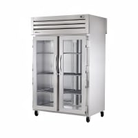 True STR2RPT-2G-2S-HC 52 3/5" Two Section Pass Thru Refrigerator, (2) Glass Doors, (2) Solid...