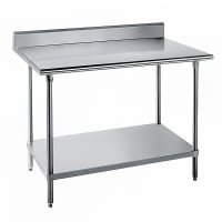 Advance Tabco KMS-300 30" 16 ga Work Table w/ Undershelf &amp; 304 Series Stainless Top, 5" Backsplash