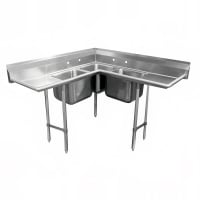 Advance Tabco 94-K6-18D 61" 3 Compartment Sink w/ 16"L x 20"W Bowl, 12" Deep