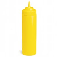 Tablecraft 11253M 12 oz Wide Mouth Squeeze Dispenser, Mustard, Standard Cone Tip