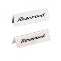 American Metalcraft 2600 "Reserved" Table Tent Sign - 2" x 6", White/Black
