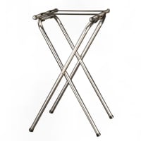 American Metalcraft TRSD1815 31" Folding Deluxe Tray Stand w/ Nylon Strap, Chrome/Black