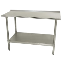 Advance Tabco TTF-306-X 72" 18 ga Work Table w/ Undershelf &amp; 430 Series Stainless Top, 1 1/2" Backsplash
