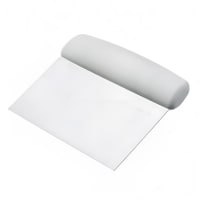 Browne Dough Cutter/Scraper w/ White Plastic Handle - 6" x 3", Carbon Steel (574379)