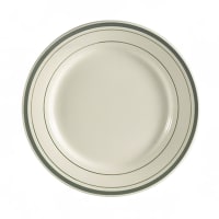 CAC 9 3/4" Round Greenbrier Dinner Plate - Plain, (3) Green Bands (GS-9)