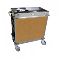 Cadco BC-2-L1 Mobile Beverage Service Cart w/ (2) Shelves &amp; (2) Drawers - Stainless Steel/Chestnut Laminate