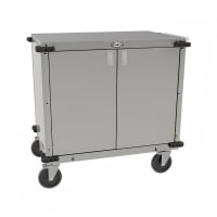 Cadco CC-LUC-LST Locking Door Utility Cart w/ Adjustable Storage Shelf &amp; Handle, Stainless Steel