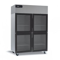 Delfield GBR2P-GH 55 1/5" Two Section Reach In Refrigerator, (4) Left/Right Hinge Glass Doors, 115v
