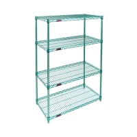 Heavy-Duty Green Epoxy Finish Wire Shelving, 4 Tiers, 48" W X 63" H X 18" D