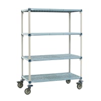Metro Q456EG3 48" NSF 4-Tier Heavy-Duty Plastic Shelving Unit - MetroMax® Q, Mobile, 21&quot...