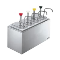 Server Pump Style Condiment Dispenser w/ (4) Jars & Pumps, (1 1/4) oz Stroke, Stainless (8283...